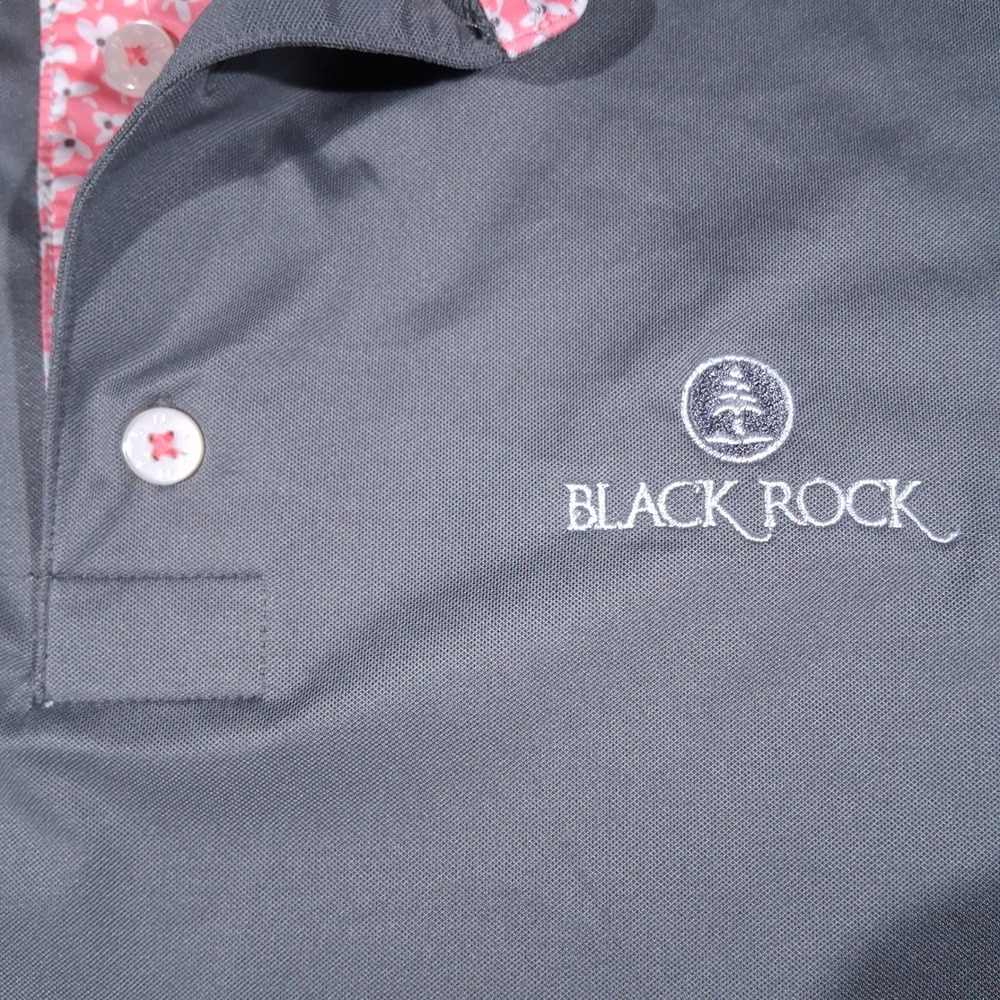 FootJoy Mens Golf Polo Shirt Gray Black Rock Logo Performance Stretch Large - Picture 3 of 10